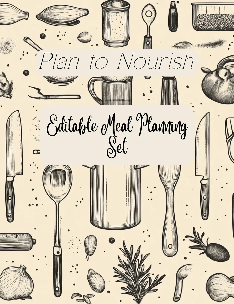 Editable meal planning set cover