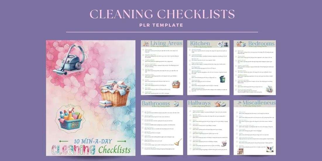 Styled preview of the 10-Min-a-Day Cleaning Checklist bundle
