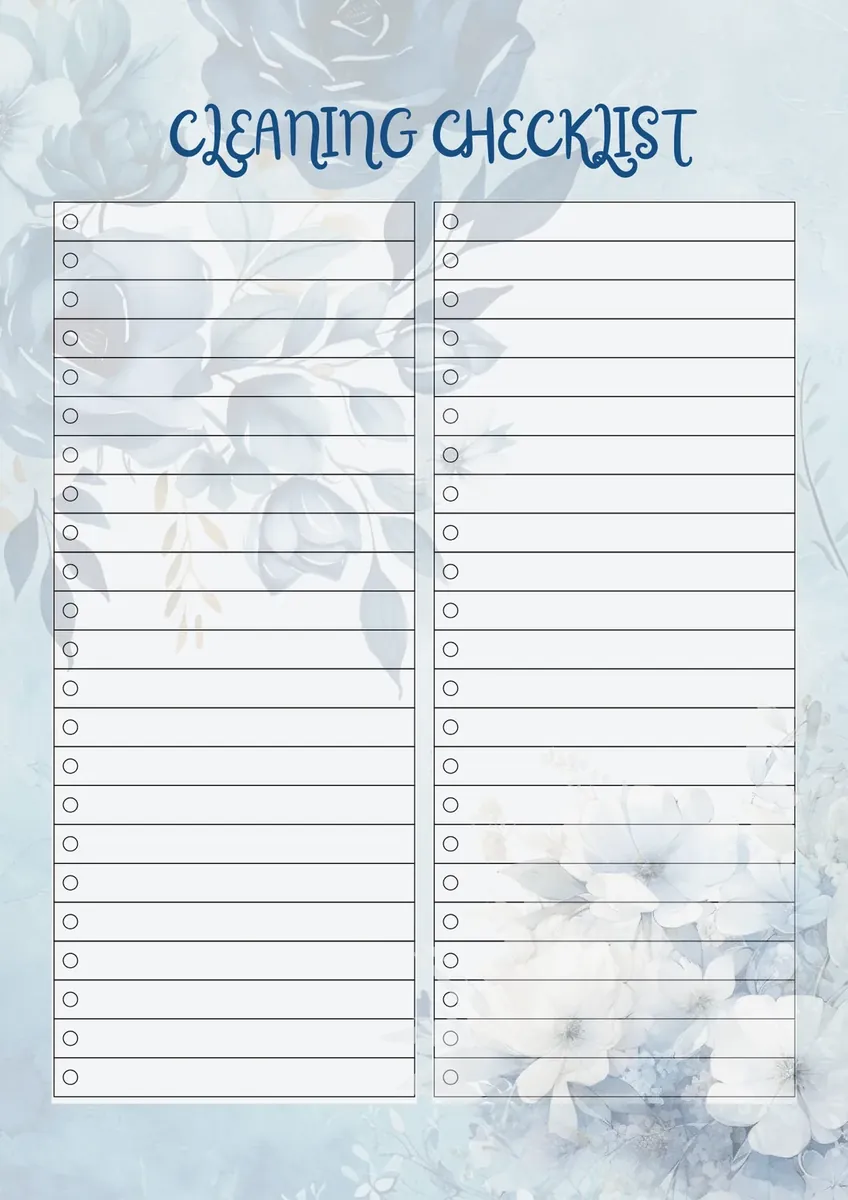 Cleaning checklist page from the home and household planner