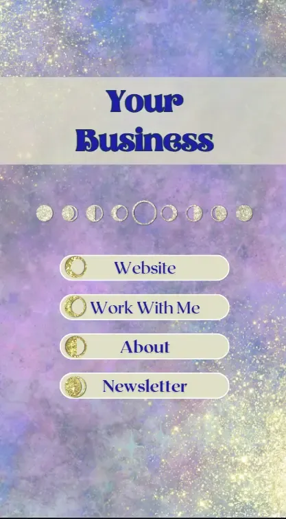 Purple and gold link-in-bio Canva template