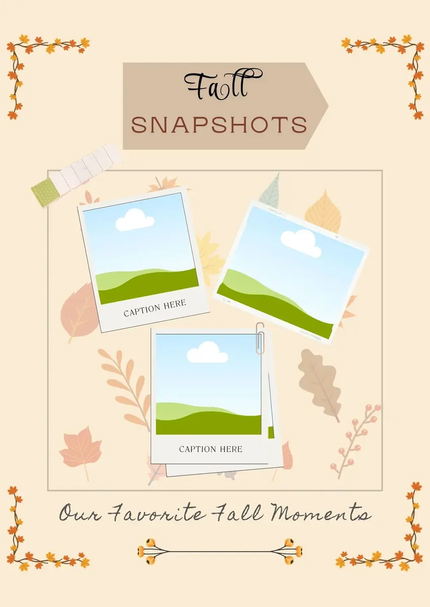 Editable Canva fall snapshots page with drag-and-drop photo frames
