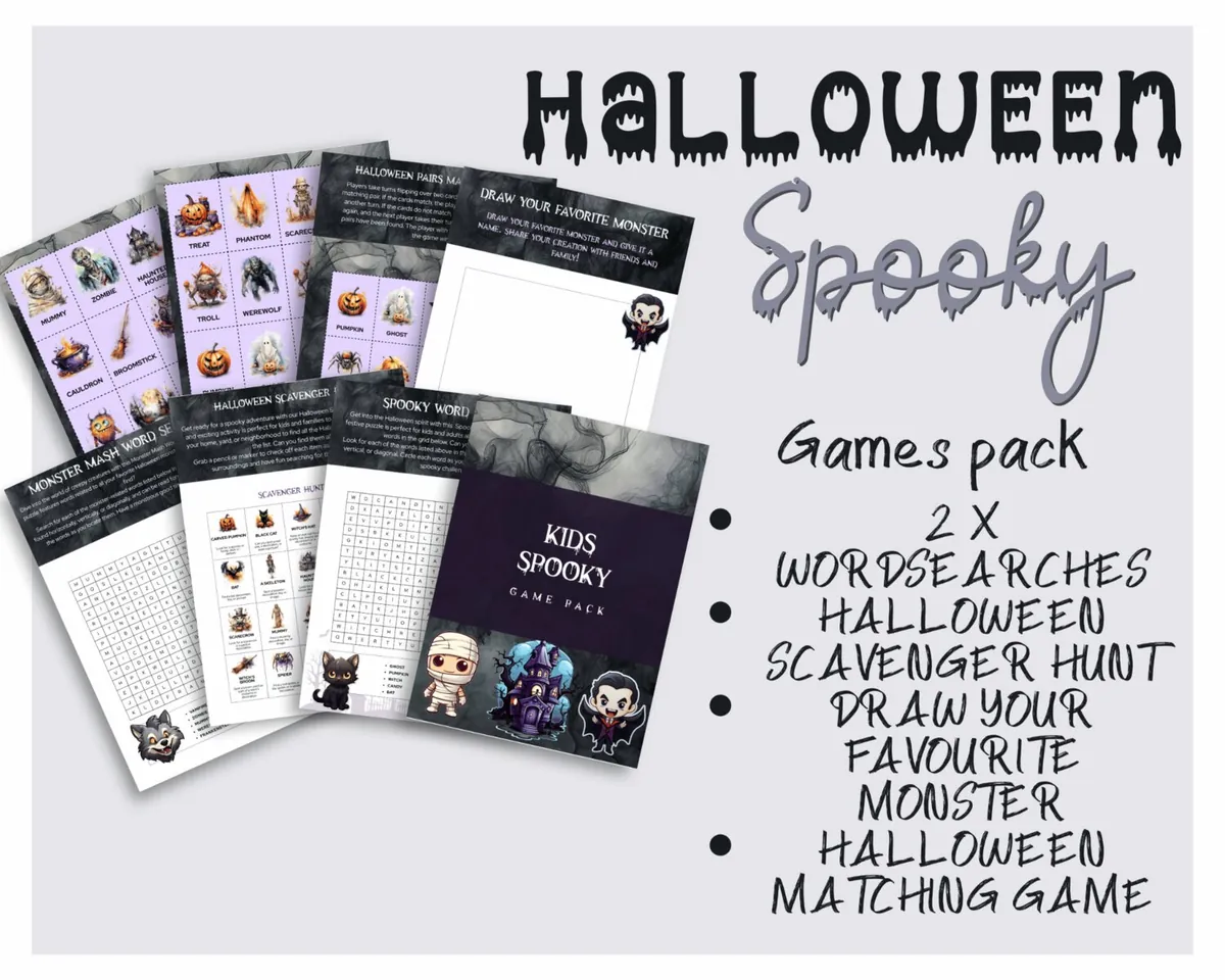 Overview of the Halloween Spooky Games Pack activities