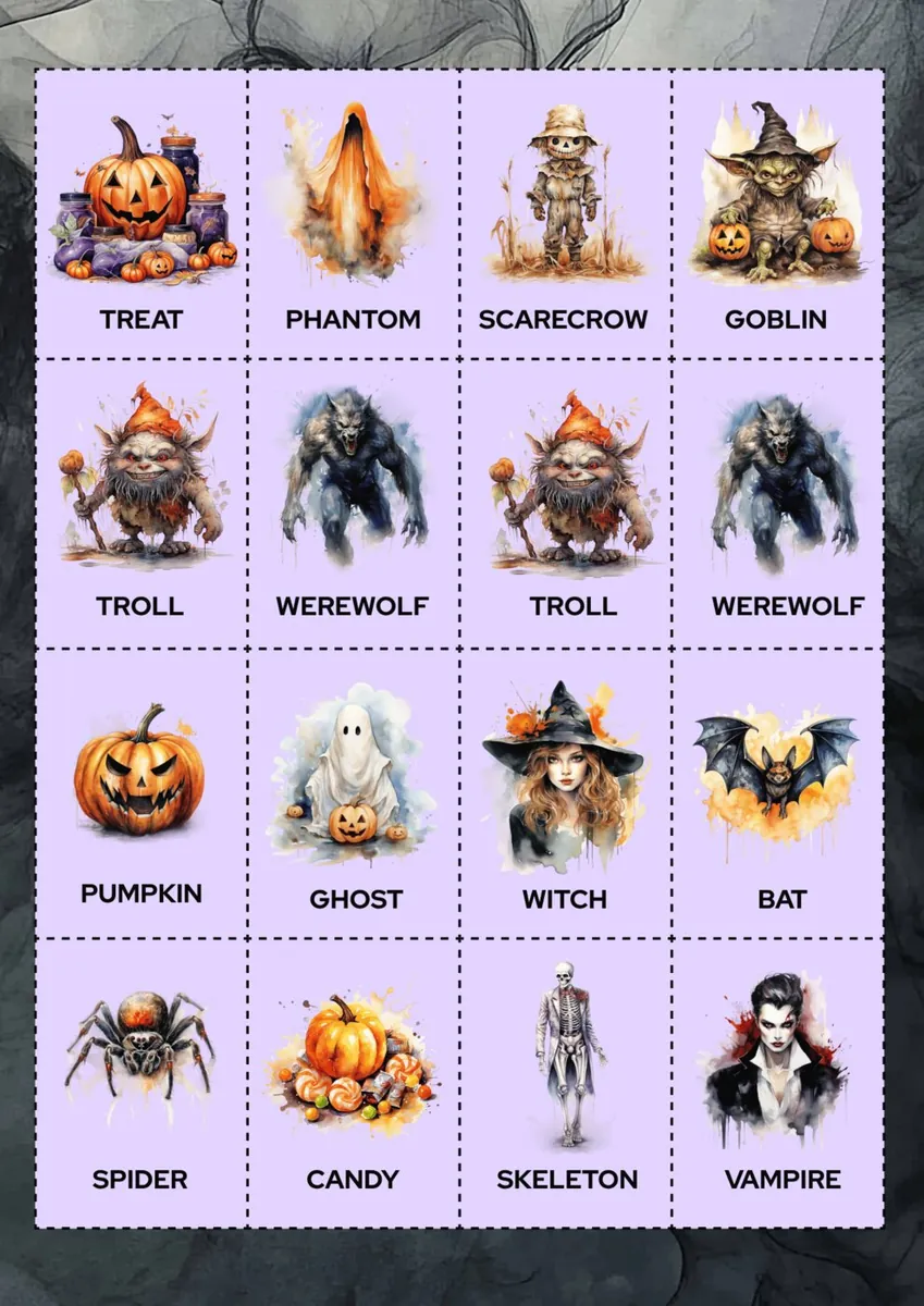 Halloween character matching activity