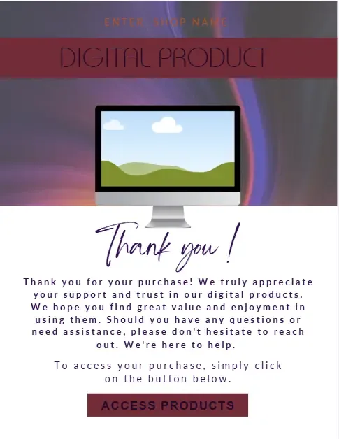 Customer thank-you access page