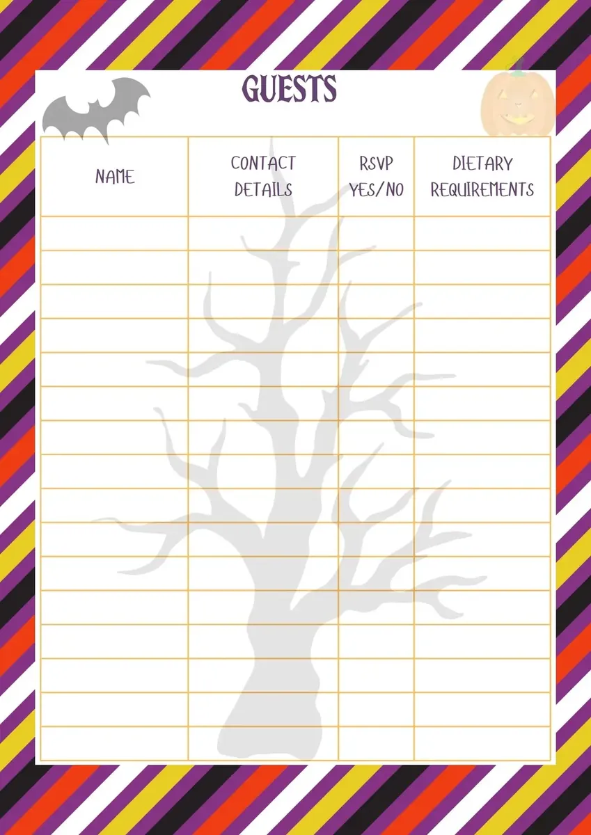 Halloween party guest-list page
